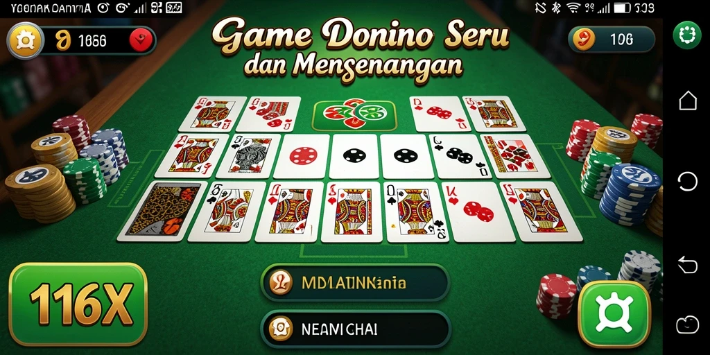 Tampilan gameplay seru 116X dalam bermain Domino.