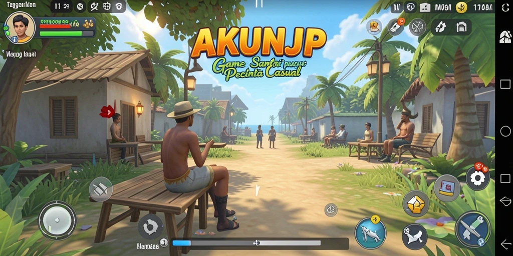 Tangkapan layar dari gameplay menarik AKUNJP yang penuh warna.