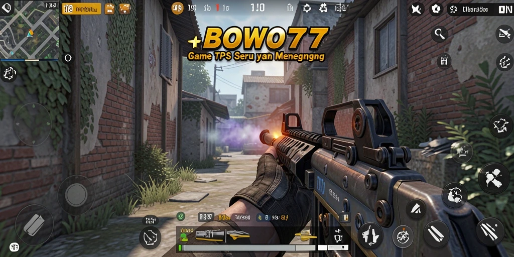 Tampilan menegangkan dari gameplay BOWO77 dengan aksi tembak-menembak.