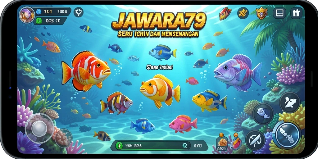 Screenshot JAWARA79 menunjukkan aksi menembak ikan yang mendebarkan.
