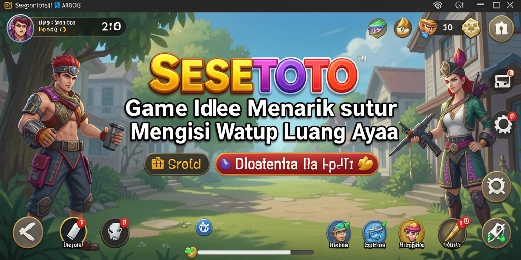 Tampilan gameplay SESETOTO yang menampilkan pembangunan bisnis secara otomatis.