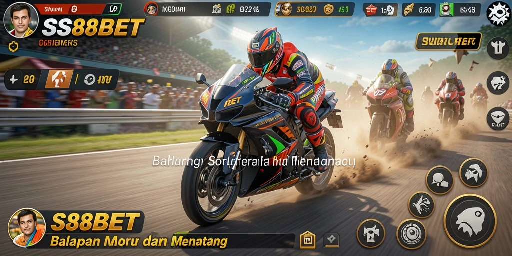 Screenshot gameplay SS88BET menampilkan adu balap motor yang mendebarkan.